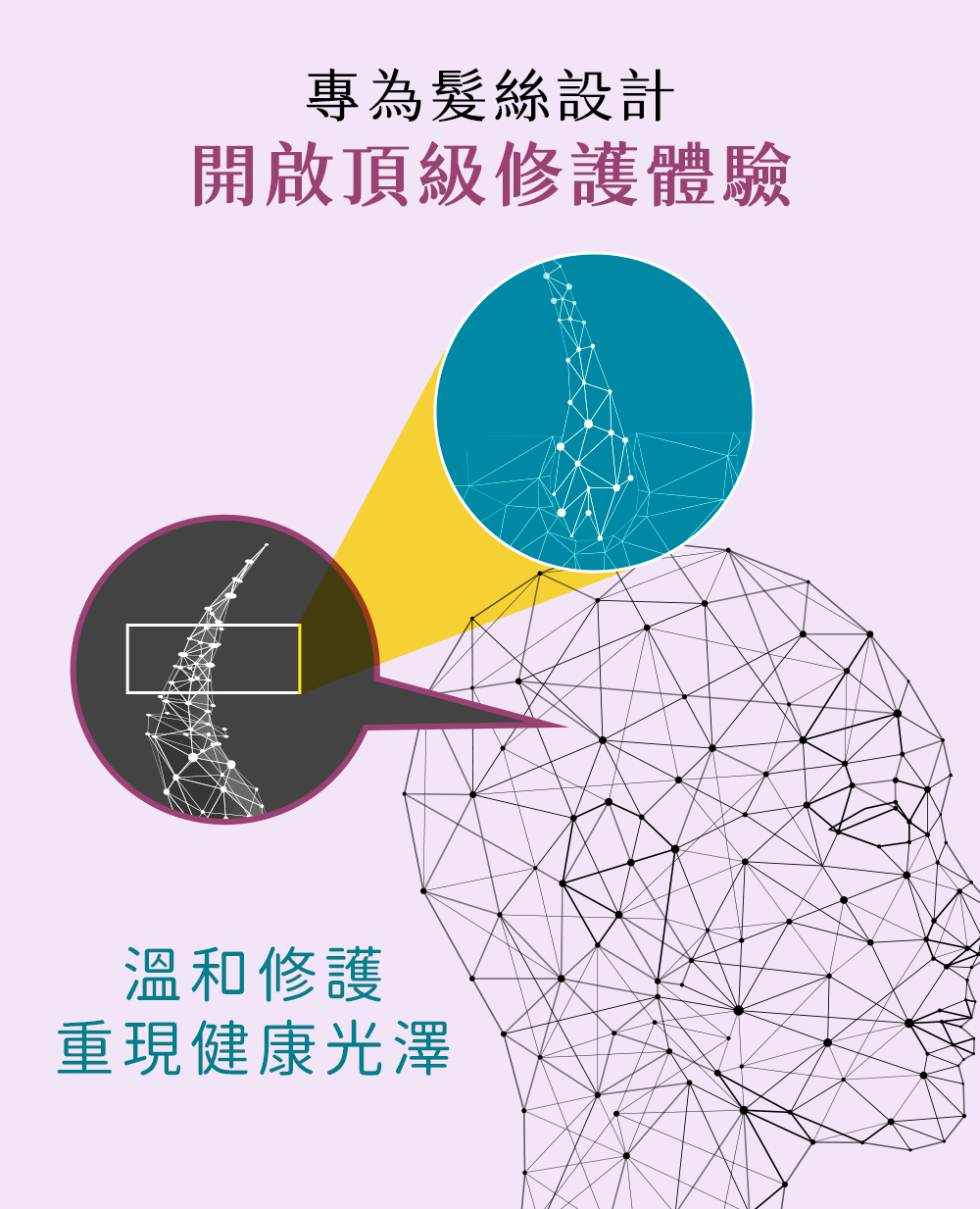 專為髮絲設計 開啟頂級修護體驗 溫和修護 重現健康光澤