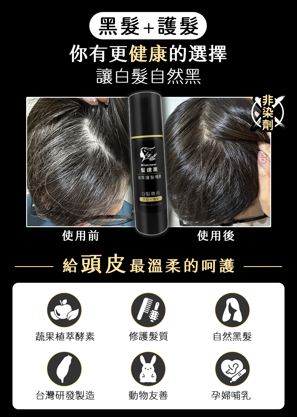 全新升級｜頂級黑髮保養 回歸自然黑｜全新進化 快速吸收 激黑閃耀 氧化載體 直達白髮 滋潤修護 健康光澤
